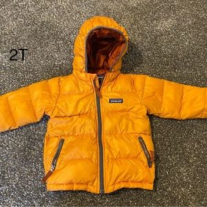 Patagonia Toddler Hi-loft Down Hooded Puffer Jacket size 2T